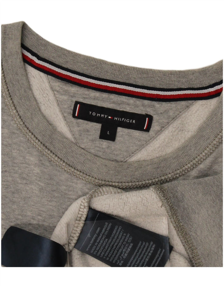 Tommy Hilfiger Sweat-shirt graphique pour homme en coton gris Taille L