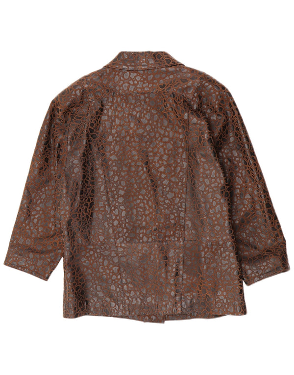 Eugene Womens Double Breasted Blazer Jacket US 10 Grand imprimé animal marron