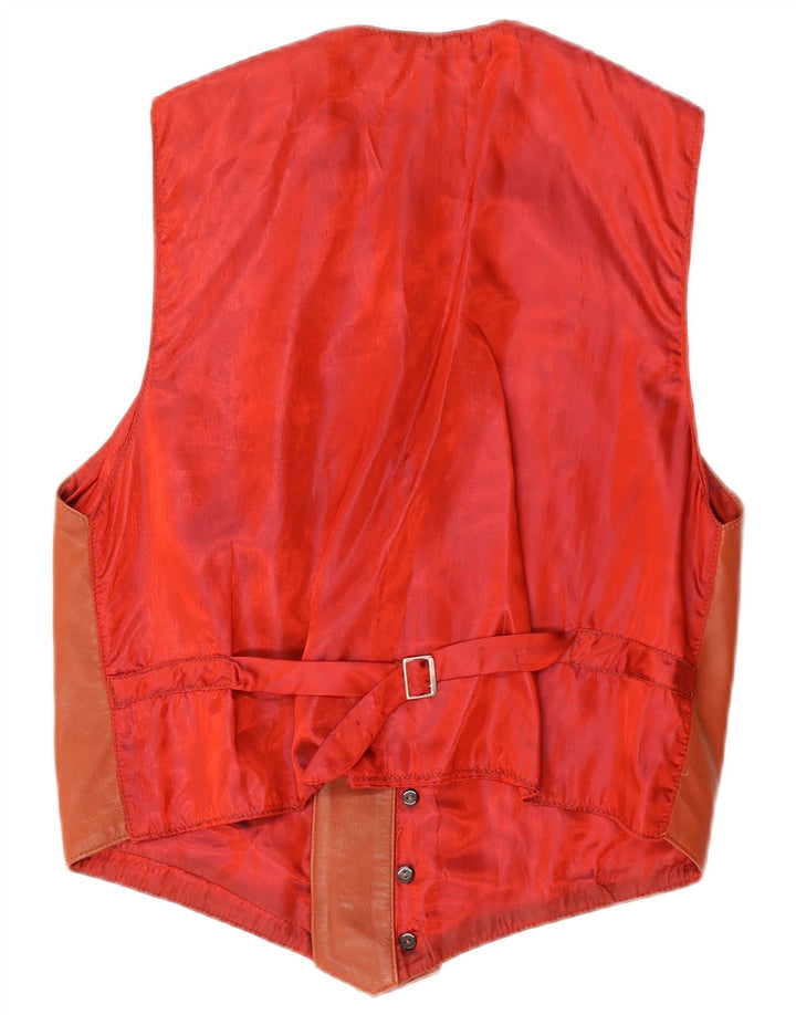 gilet en cuir homme vintage marron moyen