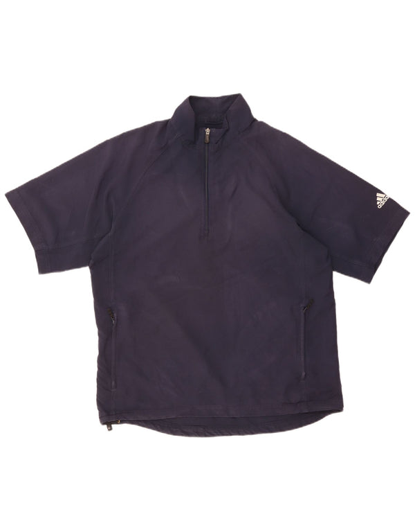 Adidas Haut de survêtement à manches courtes et col zippé pour homme Bleu marine moyen