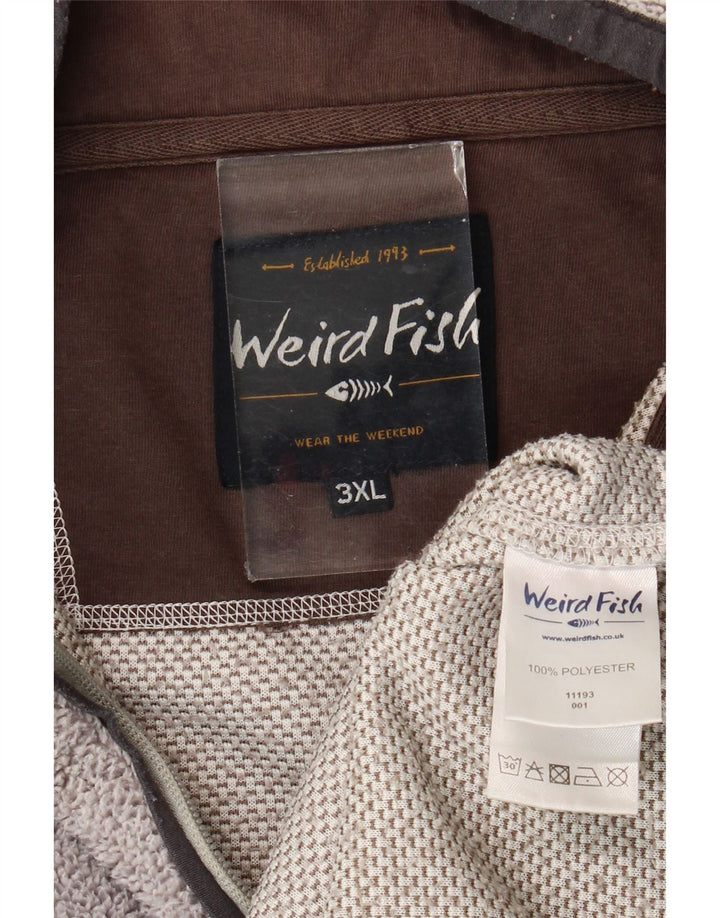 Weird Fish Sweat-shirt à col zippé pour homme 3XL Gris Polyester