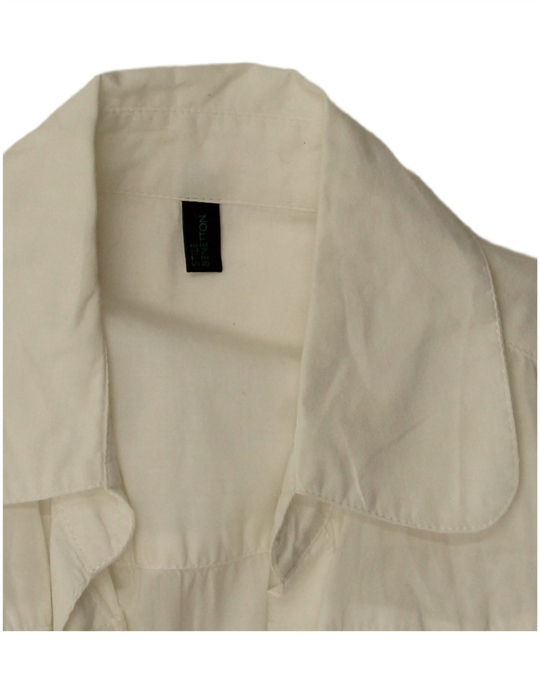 BENETTON Chemisier à manches courtes pour femme UK 12 Blanc moyen