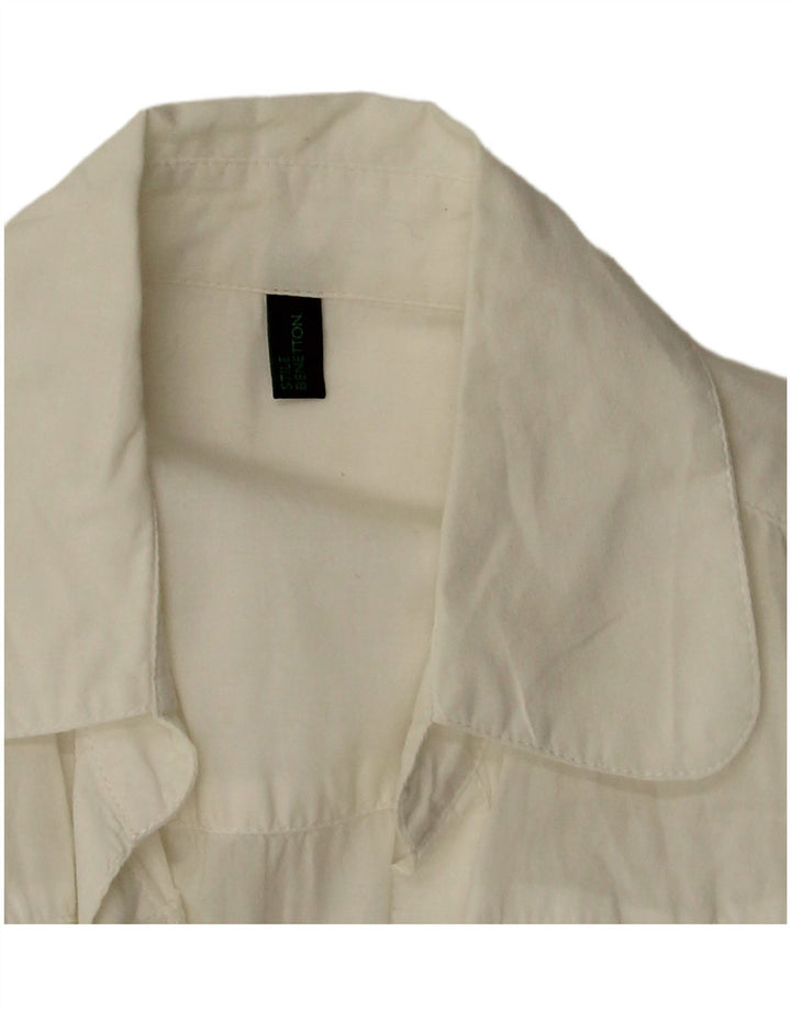 BENETTON Chemisier à manches courtes pour femme UK 12 Blanc moyen