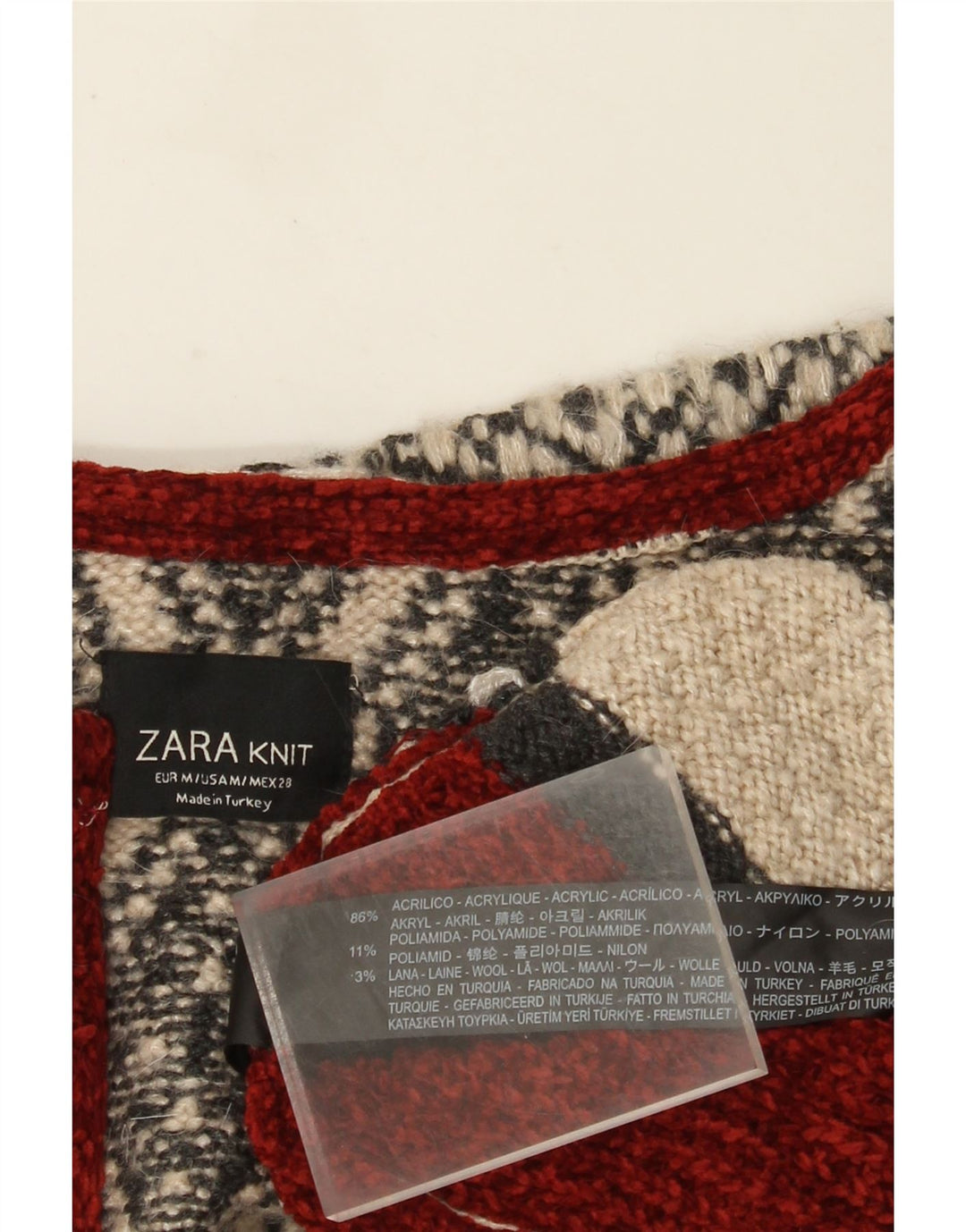 Zara Cardigan ouvert long pour femme UK 14 Beige moyen géométrique