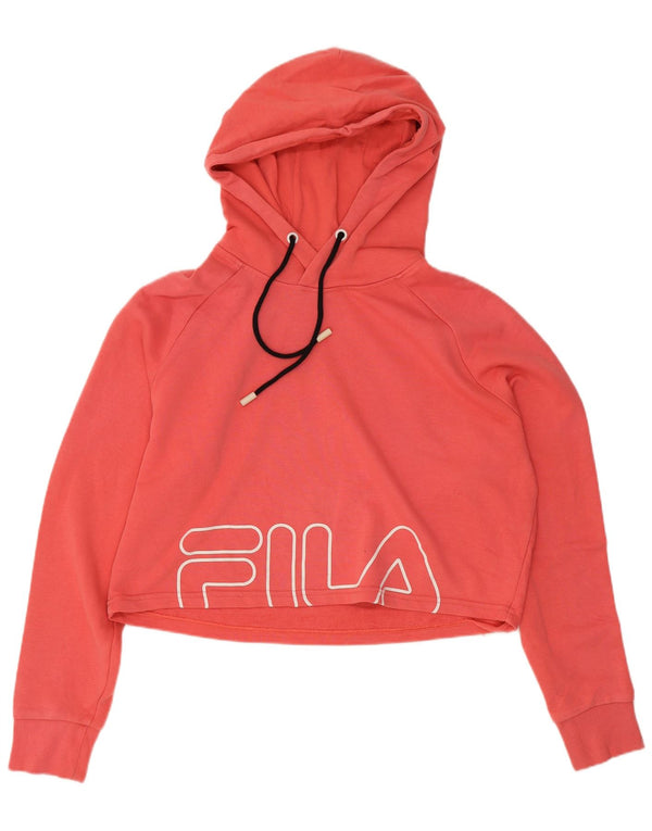 Fila Pull à capuche court graphique surdimensionné pour femme UK 6 XS Rose
