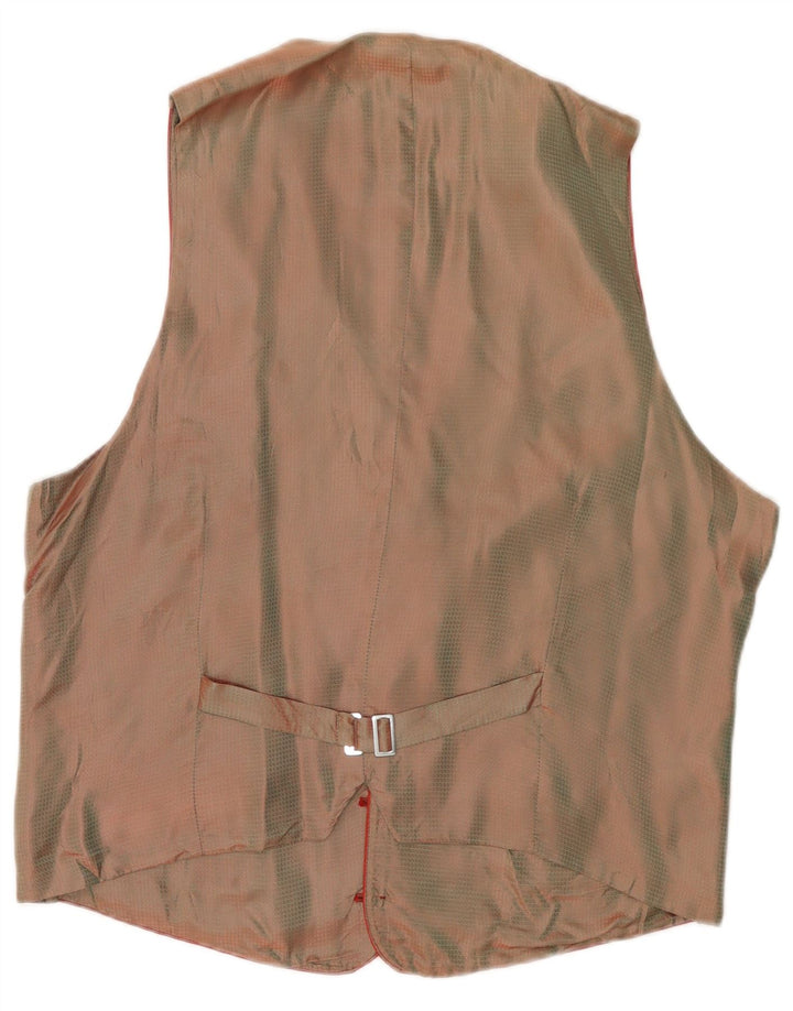 VINTAGE Gilet Homme IT 50 Viscose Colorblock Rouge Moyen