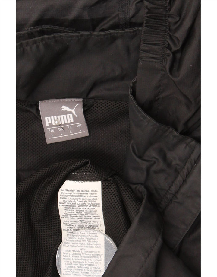 Puma Veste de pluie à capuche pour homme UK 40 Large Noir Nylon