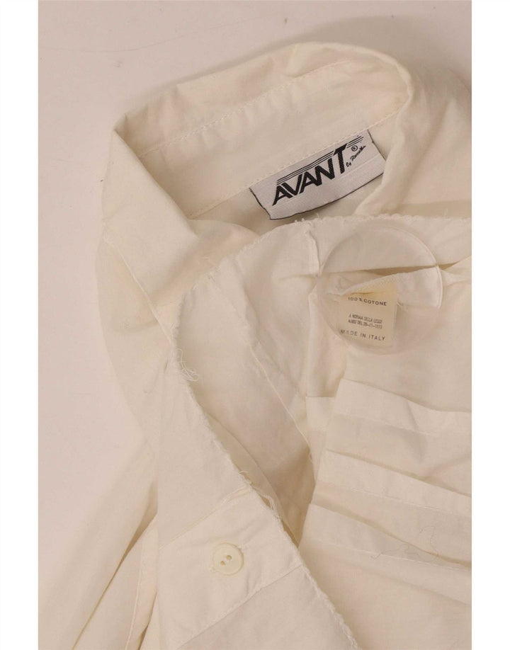 Avant Chemise à manches longues pour femme Coupe régulière UK 8 Petit Coton Blanc