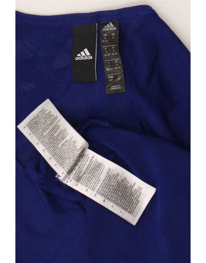 Adidas Débardeur Femme UK 8/10 Petit Bleu Polyester