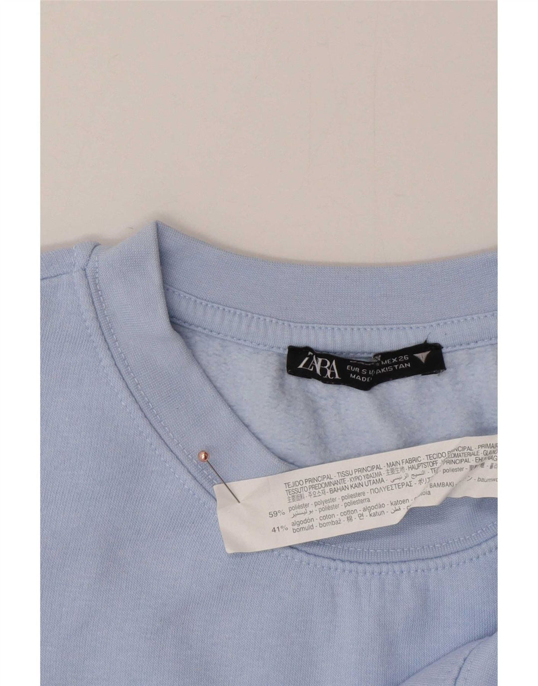 Zara Womens Crop Oversize Sweatshirt Jumper UK 10 Petit Bleu Polyester
