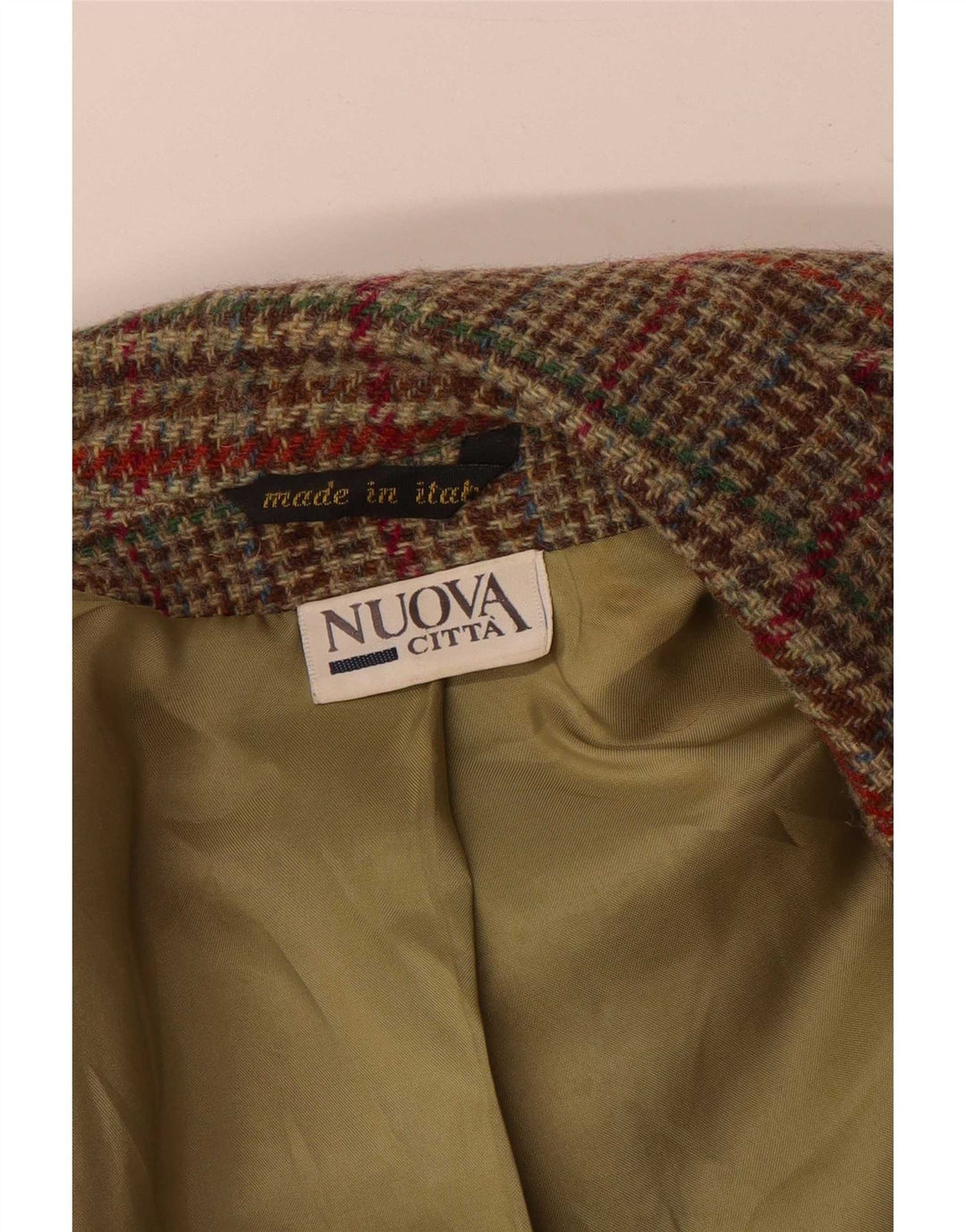Nuova Citta Veste Blazer 2 Boutons Femme IT 46 Grand Pied-de-Poule Vert