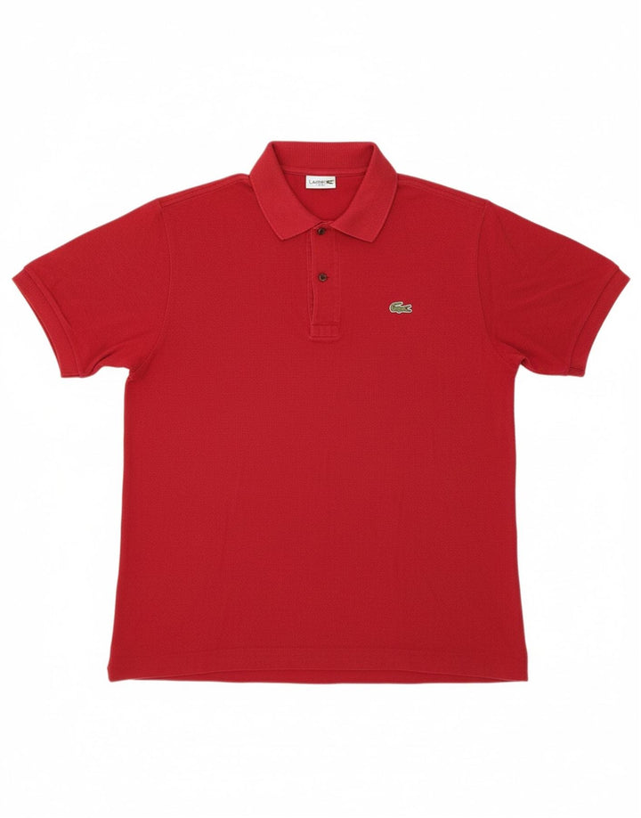 LACOSTE Mens Polo Shirt Size 5 Large Red Cotton