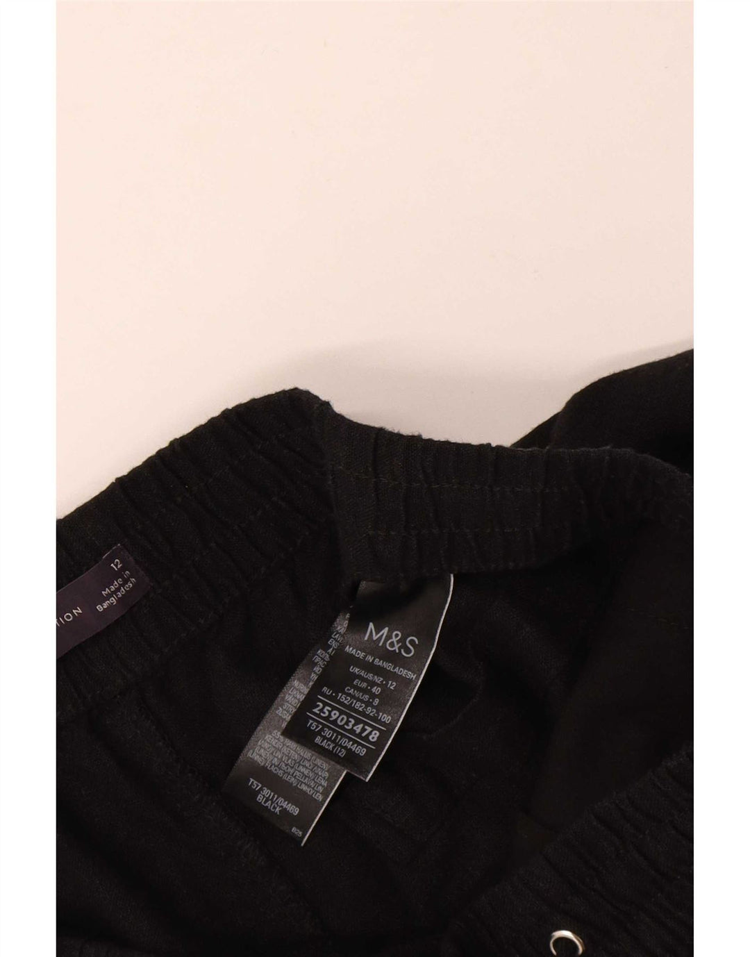 Marks & Spencer Short Chino Femme UK 12 Medium W30 Lin Noir
