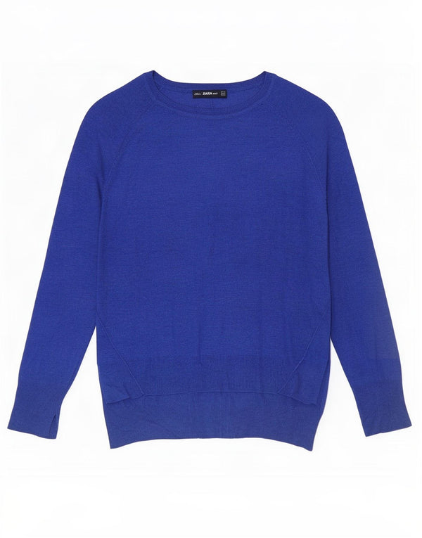 Zara Pull col bateau pour femme UK 14 Bleu moyen Viscose
