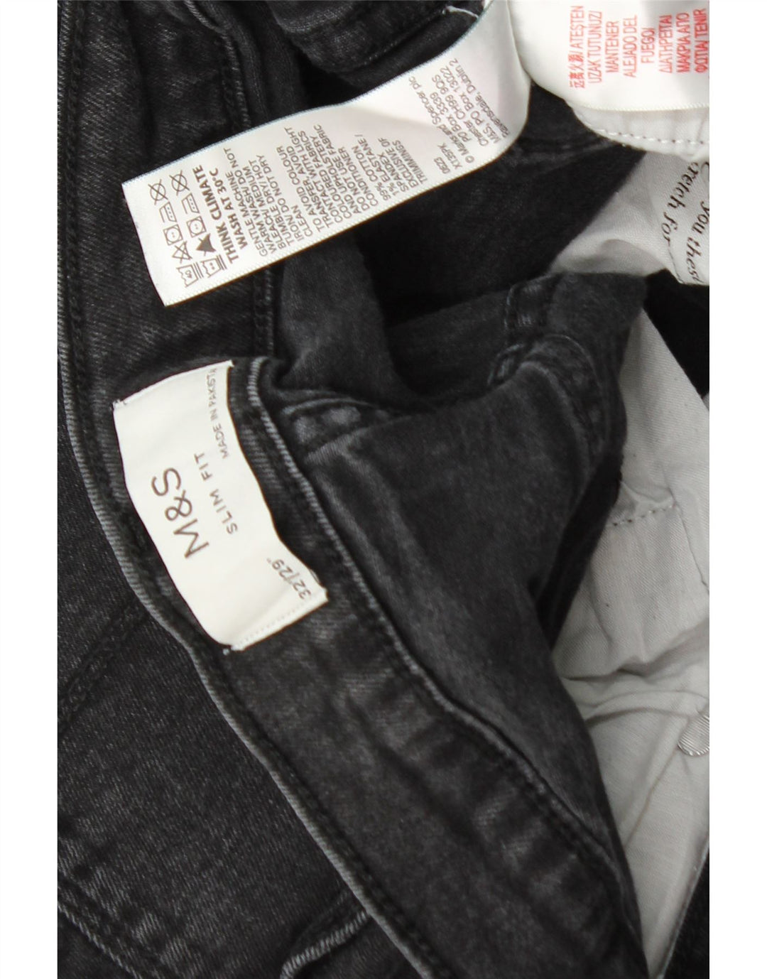Marks & Spencer Jean Slim Homme W32 L26 Coton Noir