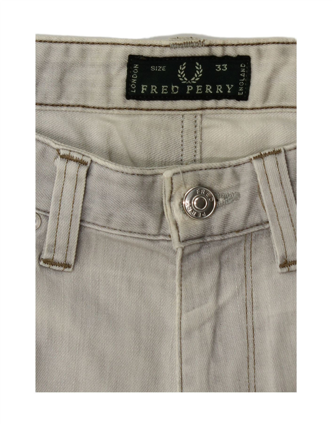 FRED PERRY Jean Slim Homme W33 L29 Gris Coton