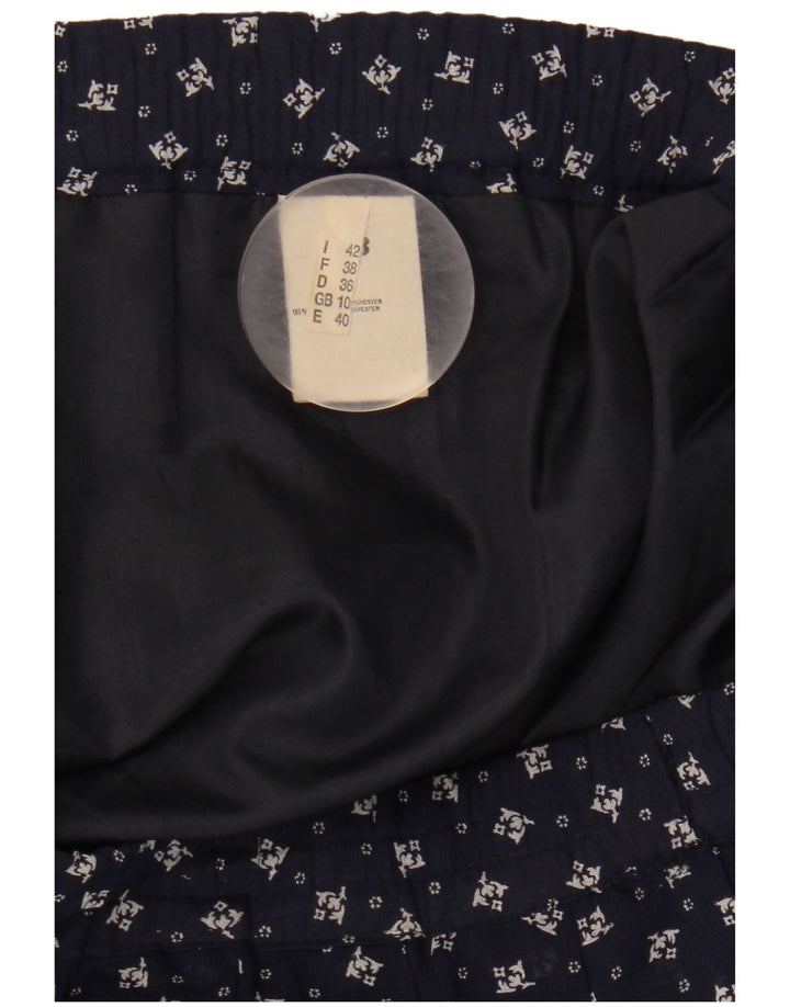 GVB Jupe trapèze pour femme UK 10 Small W34 Bleu marine Floral Polyester