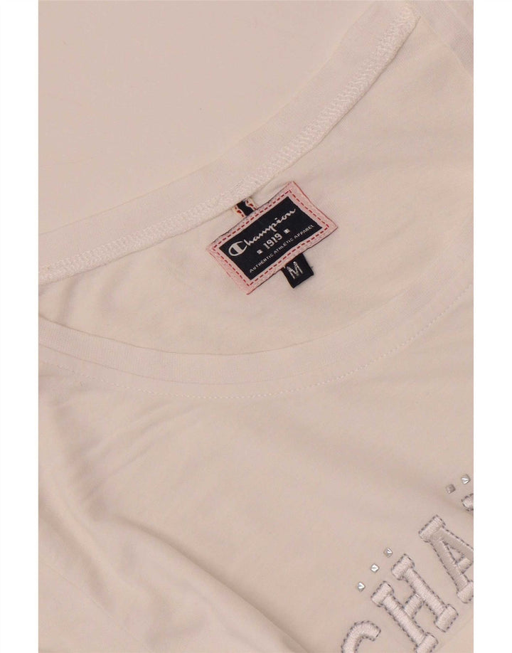 Champion T-shirt graphique pour femme UK 12 Blanc moyen