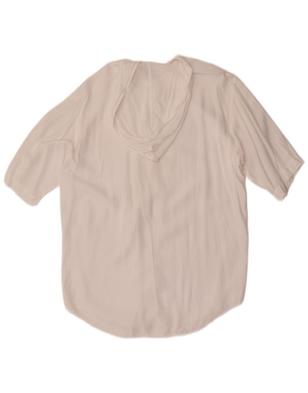 Benetton Mens Hooded Short Sleeve Shirt Medium White
