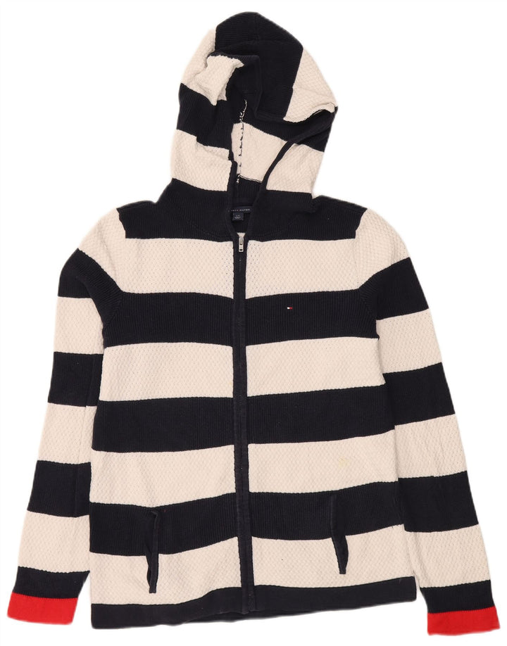 TOMMY HILFIGER Pull Cardigan Femme UK 16 Large Bleu Marine Rayé