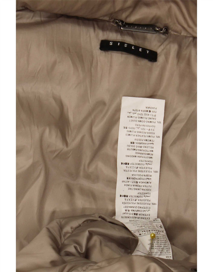 Sisley Manteau Rembourré À Capuche Double Boutonnage IT 42 Beige Moyen Femme