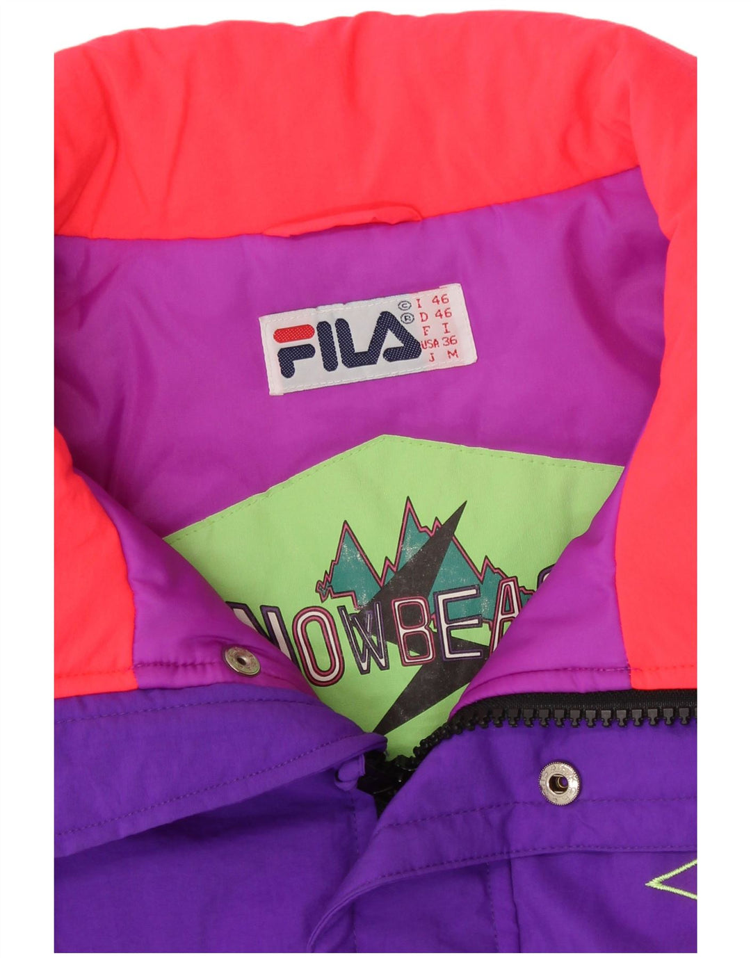 Fila Veste de ski coupe ample pour homme IT 46 Small Violet Colourblock Polyamide années 90