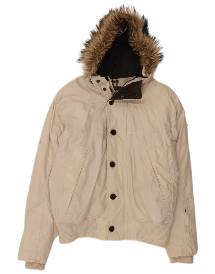Timberland Veste bomber à capuche pour homme UK 38 Coton beige moyen