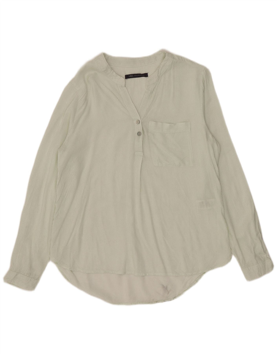 Marks & Spencer Chemise pull pour femme UK 6 XS Vert à fines rayures Viscose
