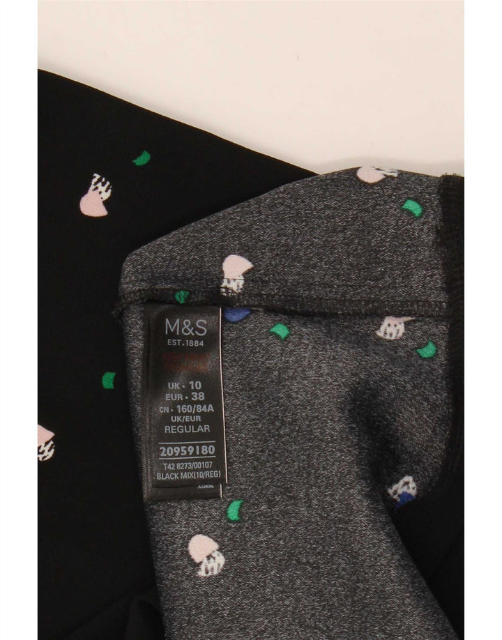 Marks & Spencer Robe trapèze à motif abstrait pour femme UK 10 Small Noir