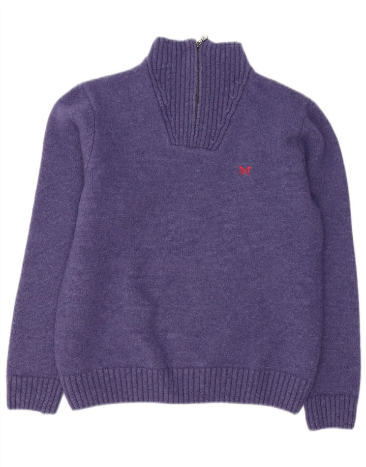 Crew Clothing Pull à col zippé pour homme en laine d'agneau violet Taille L