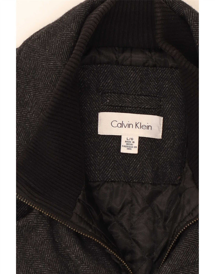 Calvin Klein Caban pour homme UK 40 Large laine à chevrons gris