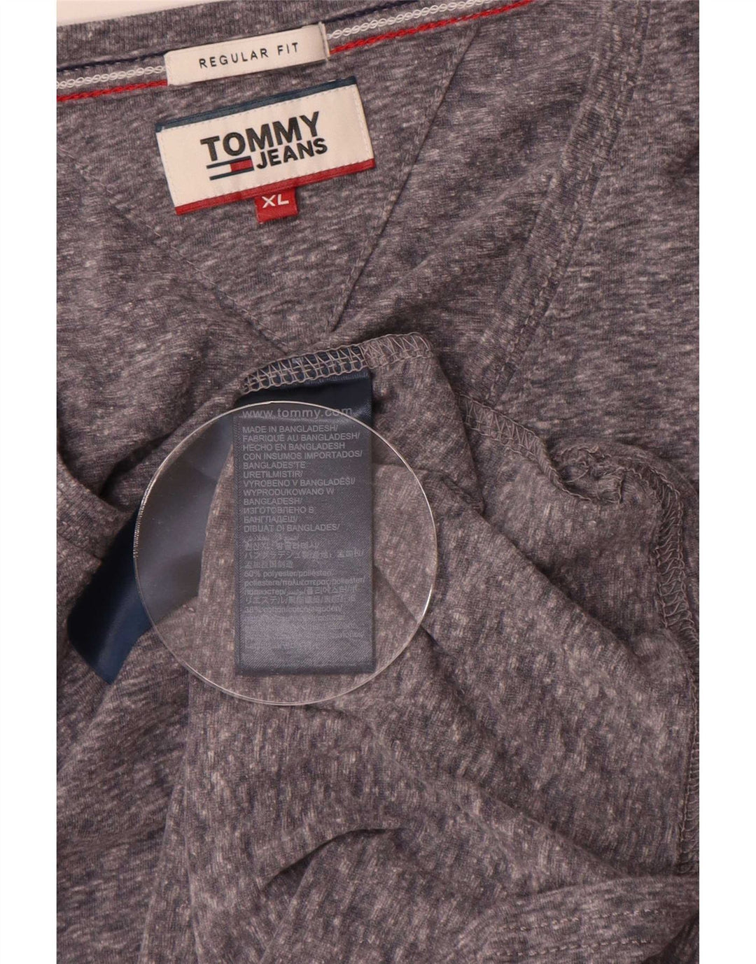 Tommy Hilfiger T-Shirt Coupe Régulière Homme XL Gris Moucheté Polyester