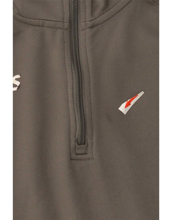 Asics Haut de survêtement à col zippé pour homme Large Gris Colorblock Polyester
