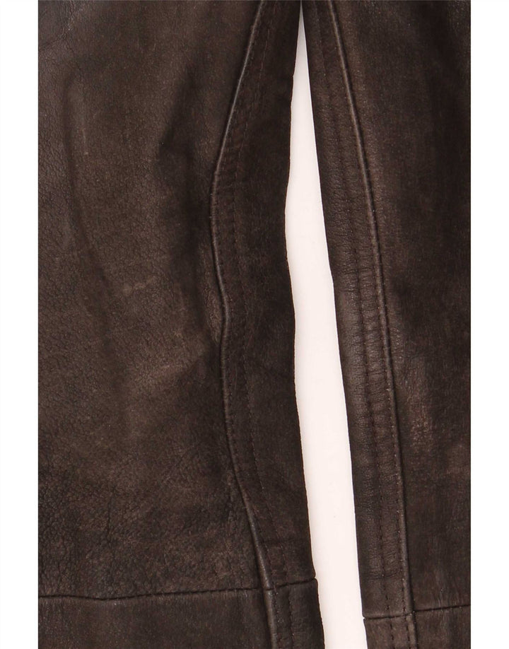 Pantalon droit en cuir Vintage pour hommes W34 L32 marron