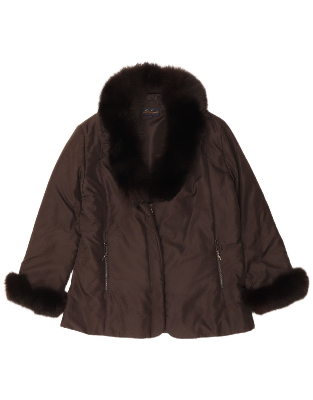 Luisa Spagnoli Veste matelassée surdimensionnée pour femme UK 10 Petit Marron Polyester