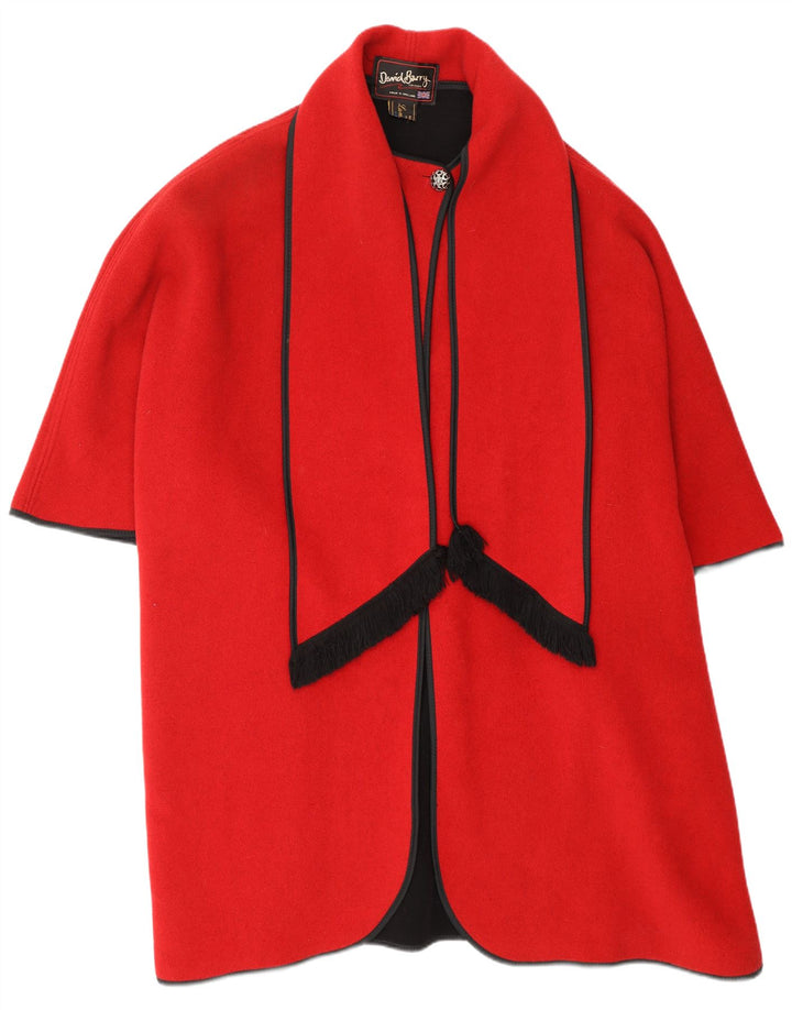 DAVID BARRY Manteau Cape Femme Taille Unique Laine Rouge