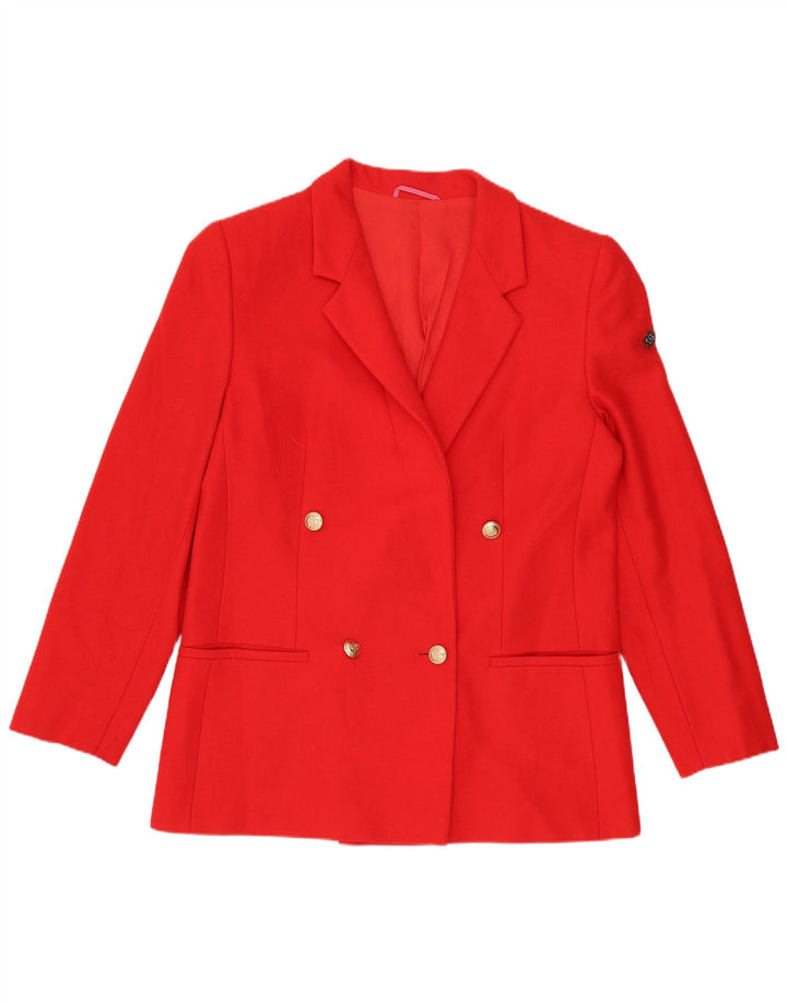 vintage Femme Double Breasted Blazer Veste UK 12 Rouge Moyen