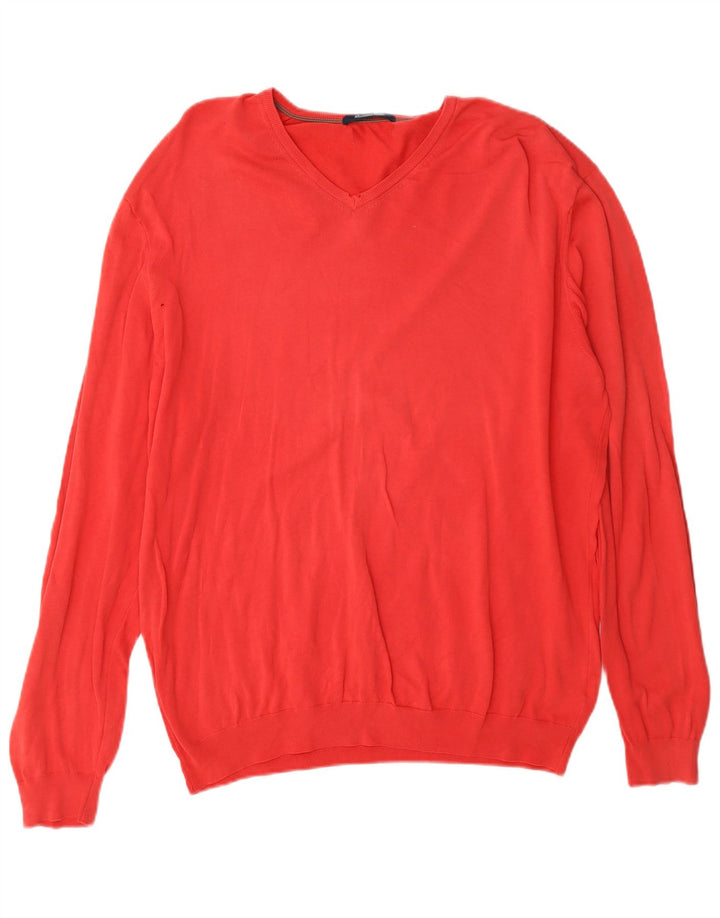 Massimo Dutti Pull col V pour homme Rouge Taille L