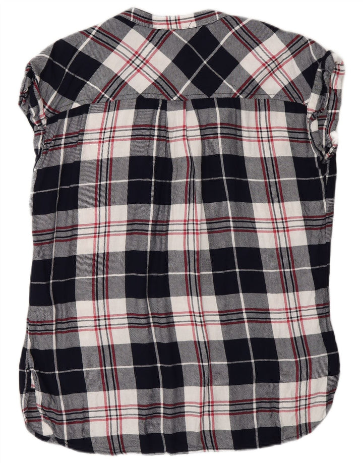Gap Chemise pull à manches courtes pour femme UK 10 Petit noir en viscose à carreaux
