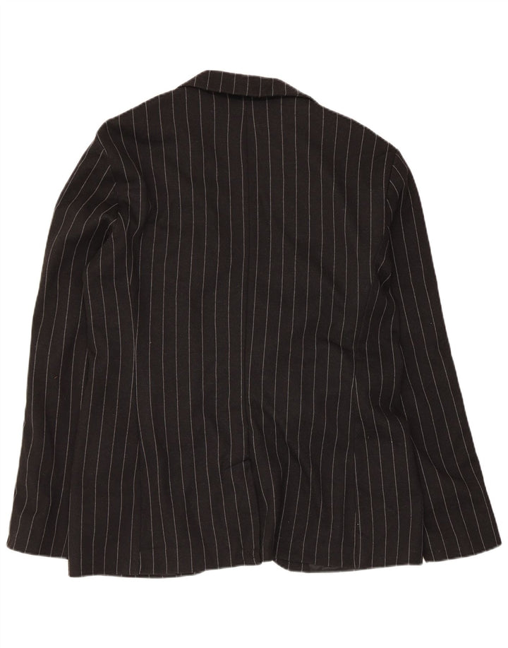 Zara Veste Blazer 2 Boutons Homme UK 40 Grand Polyester Rayé Noir