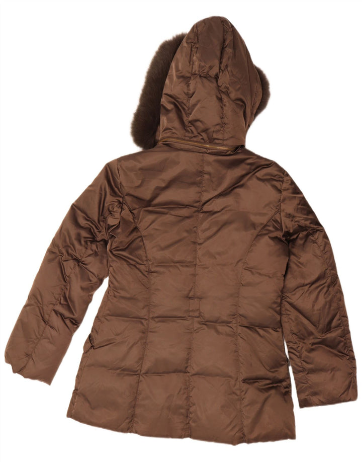 Femme Trussardi Veste matelassée à capuche IT 46 Large Marron Polyester