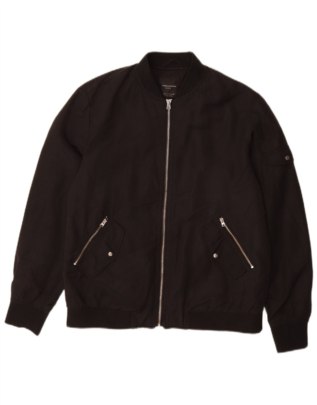 ZARA Veste Bomber Femme UK 10 Petit Noir