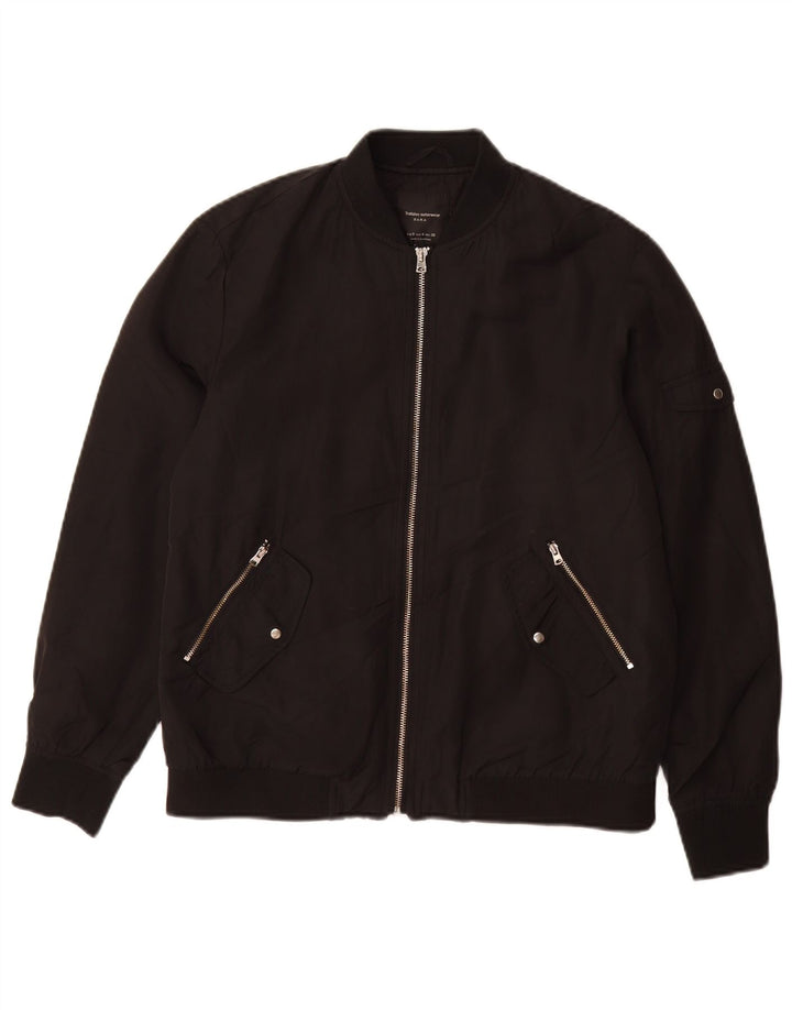 ZARA Veste Bomber Femme UK 10 Petit Noir