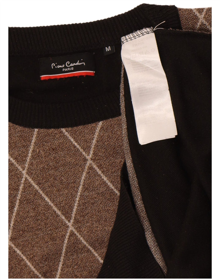 Pierre Cardin Pull à col rond pour homme Noir moyen Argyle/Diamant
