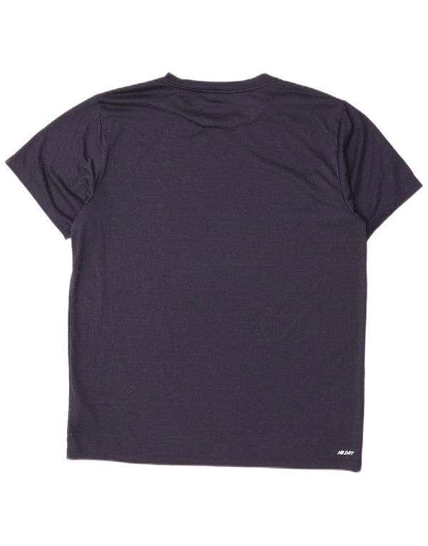 New Balance T-Shirt Homme Haut Large Bleu Marine à Fines Rayures Polyester
