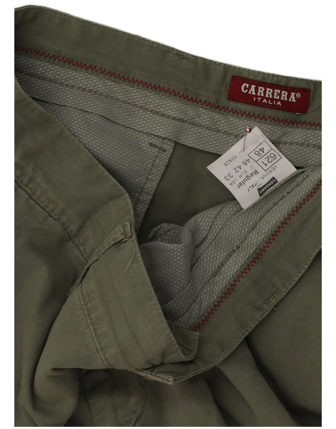 Carrera Short Chino Homme IT 48 Medium W33 Kaki Coton
