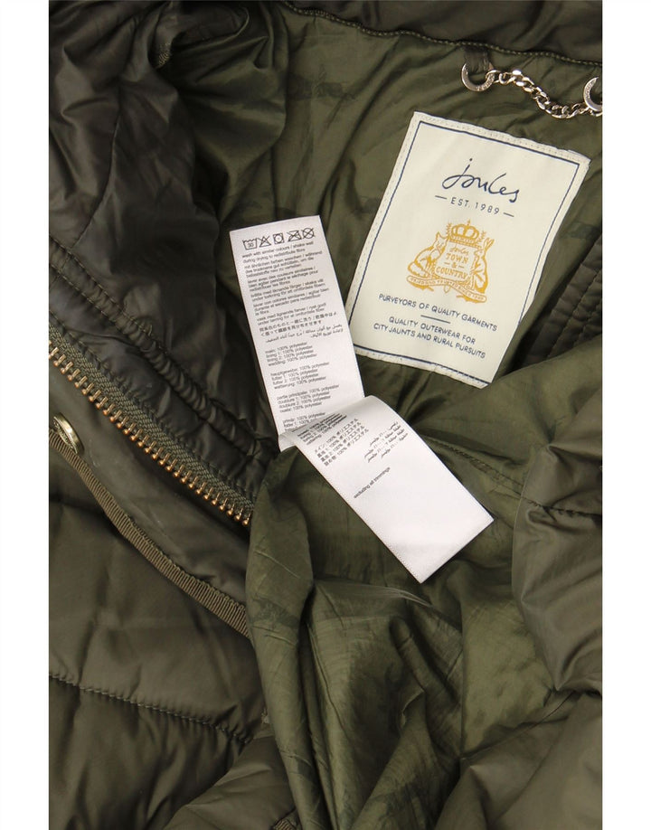 Joules Manteau rembourré à capuche pour femme UK 12 Medium Kaki Polyester