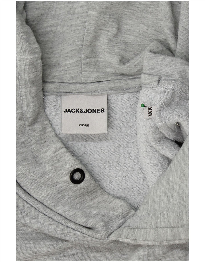 JACK & JONES Pull à capuche graphique pour homme 2XL Gris Polyester