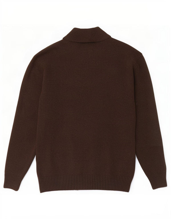 Ivy Oxford Cardigan entièrement zippé pour homme en laine marron XL