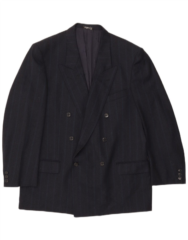 Ungaro Veste blazer double boutonnage pour homme UK 38 Bleu marine moyen à fines rayures